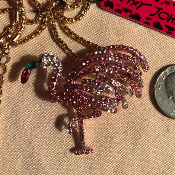 NWT Betsey Johnson Flamingo Necklace - Picture 3 of 11
